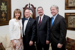 Justice Holly Kirby, Chief Justice Jeff Bivins and Justice Roger Page, along with UT-Martin Chancellor Dr. Keith S. Carver, Jr.