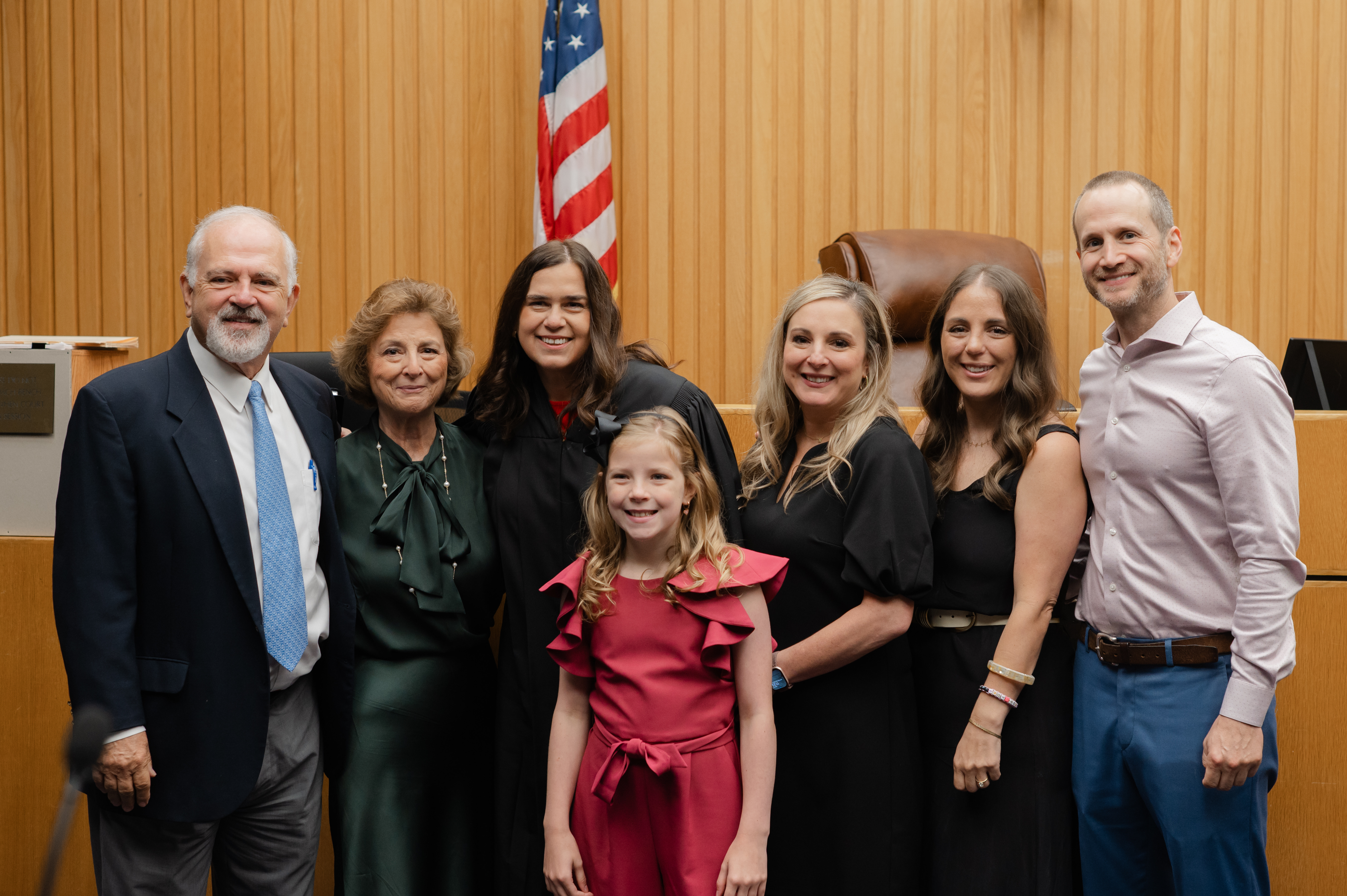 Family members join Judge Abbott for the ceremony