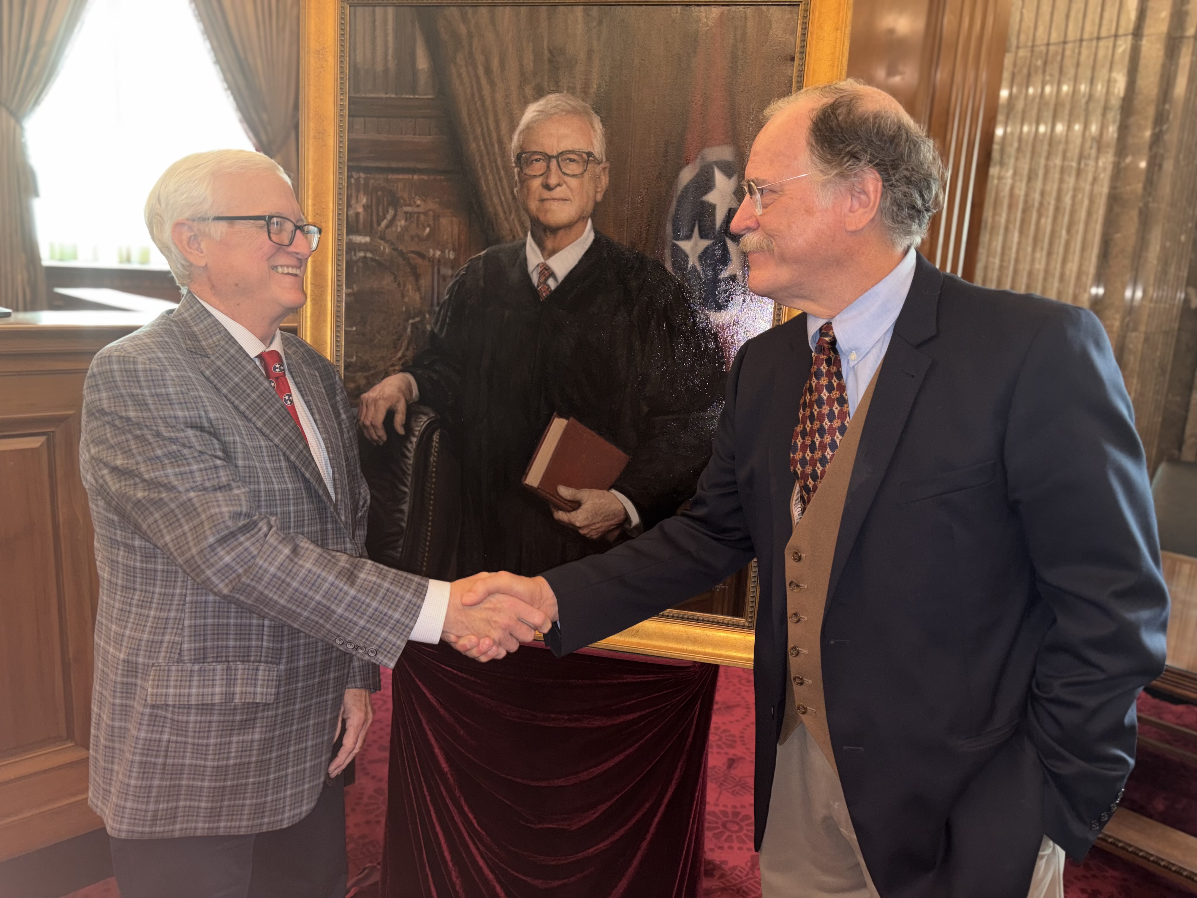 Judge Woodall with portrait artist Frank Morris