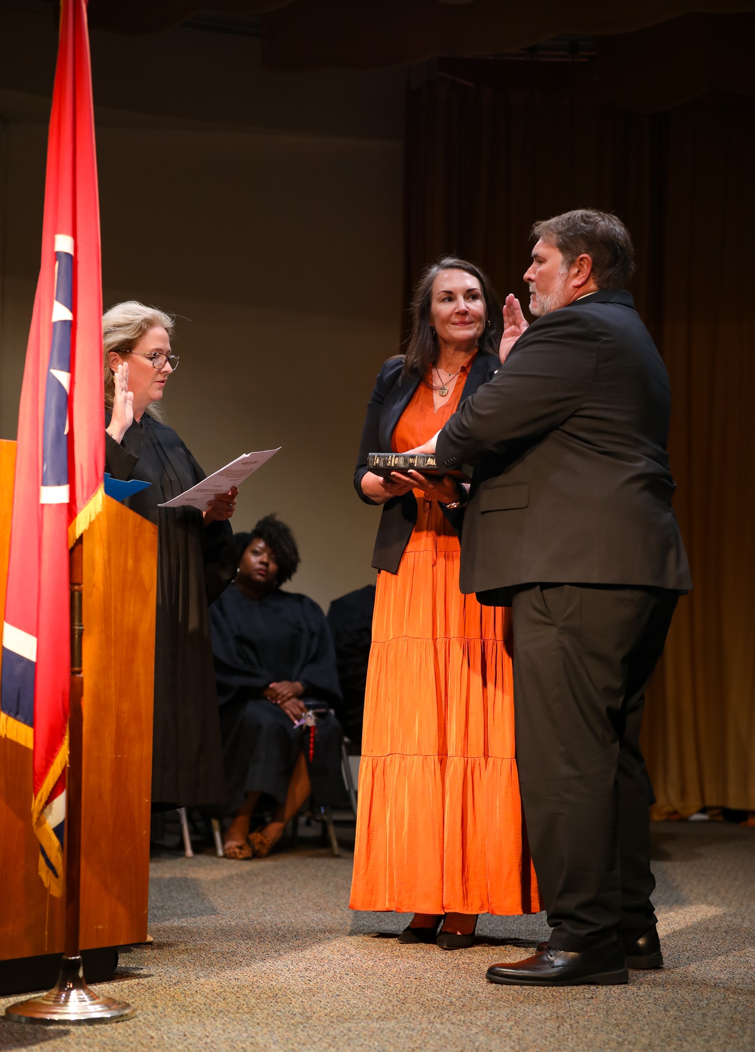 Criminal Court Judge Raymond Lepone is sworn in by Court of Appeals Judge Valerie Smith