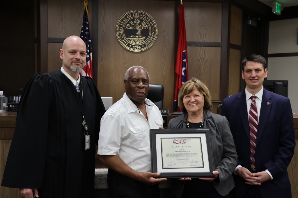 Monroe County General Sessions Court Judge Dwaine Thomas, Chaplain Melvin Oggs, Justice Sharon G. Lee, and Representative Lowell Russell.