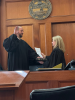 Circuit Court Judge Chris Frulla is sworn in by Court of Appeals Judge Valerie Smith